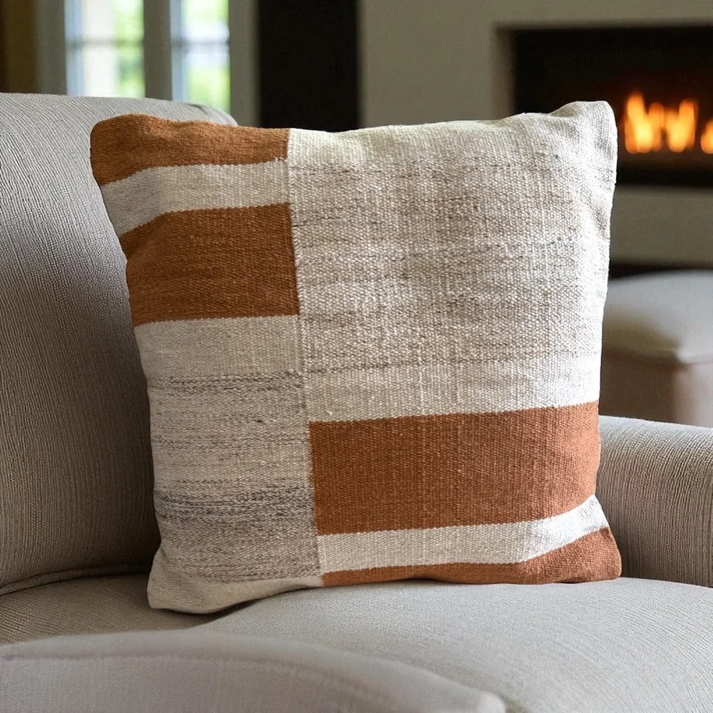 Threshold Oversized Blocked Woven Square Throw Pillow 24x24